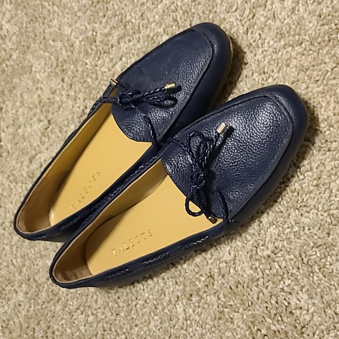 Talbots Becca Tie Flats Navy Blue Size 8